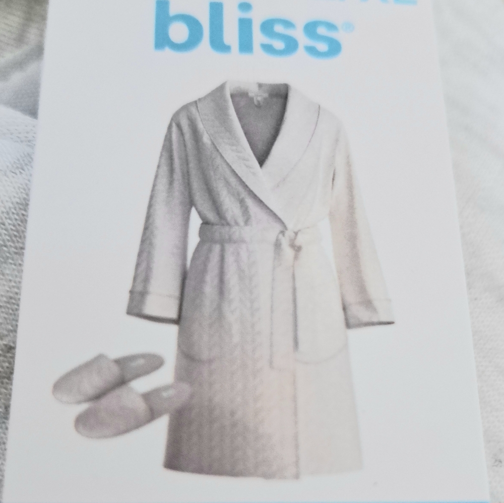 Bliss 42” Robe & Slipper Gift Set Light Heather Gray L/XL